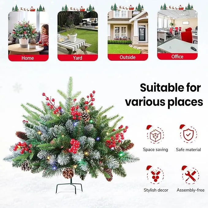 🎄 18-Inch Pre-Lit Christmas Tree with Remote & Timer – Perfect for Porch & Outdoor Holiday Décor