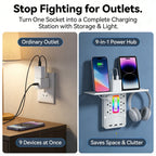 9-in-1 Outlet Extender with Shelf & Nightlight – The Ultimate Power Hub for Any Room 🔌✨