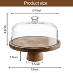 🍰 Acacia Wood Cake Stand with Dome Lid