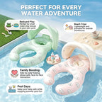 🌞 Infant Seat with Canopy | Inflatable Baby Pool Float with Soft Leg Support and Headrest