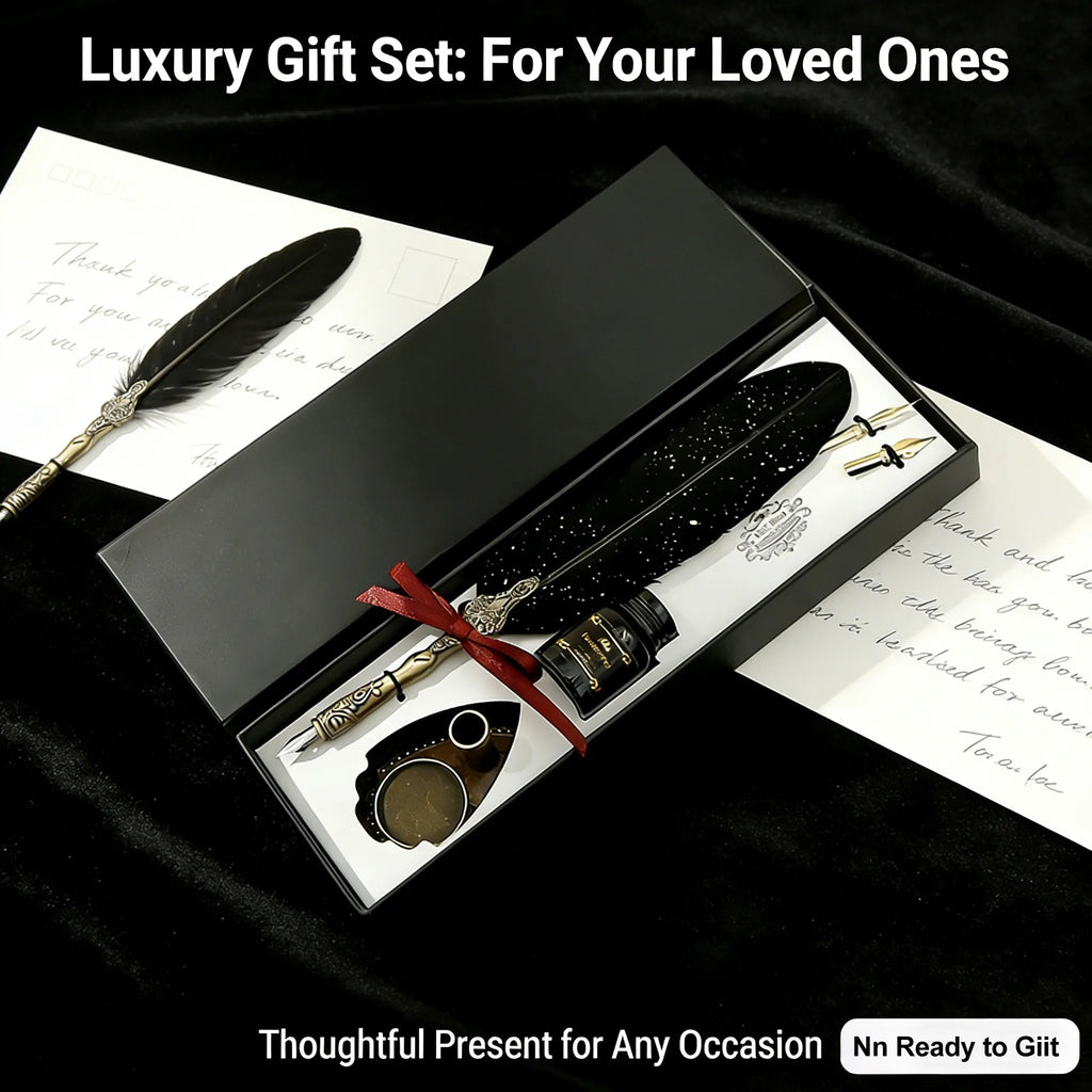 Vintage Signature Pen Calligraphy Set – Feather Pen for Writing