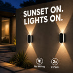 Solar Up & Down Wall Lights – 3 Color Modes, 2-Pack