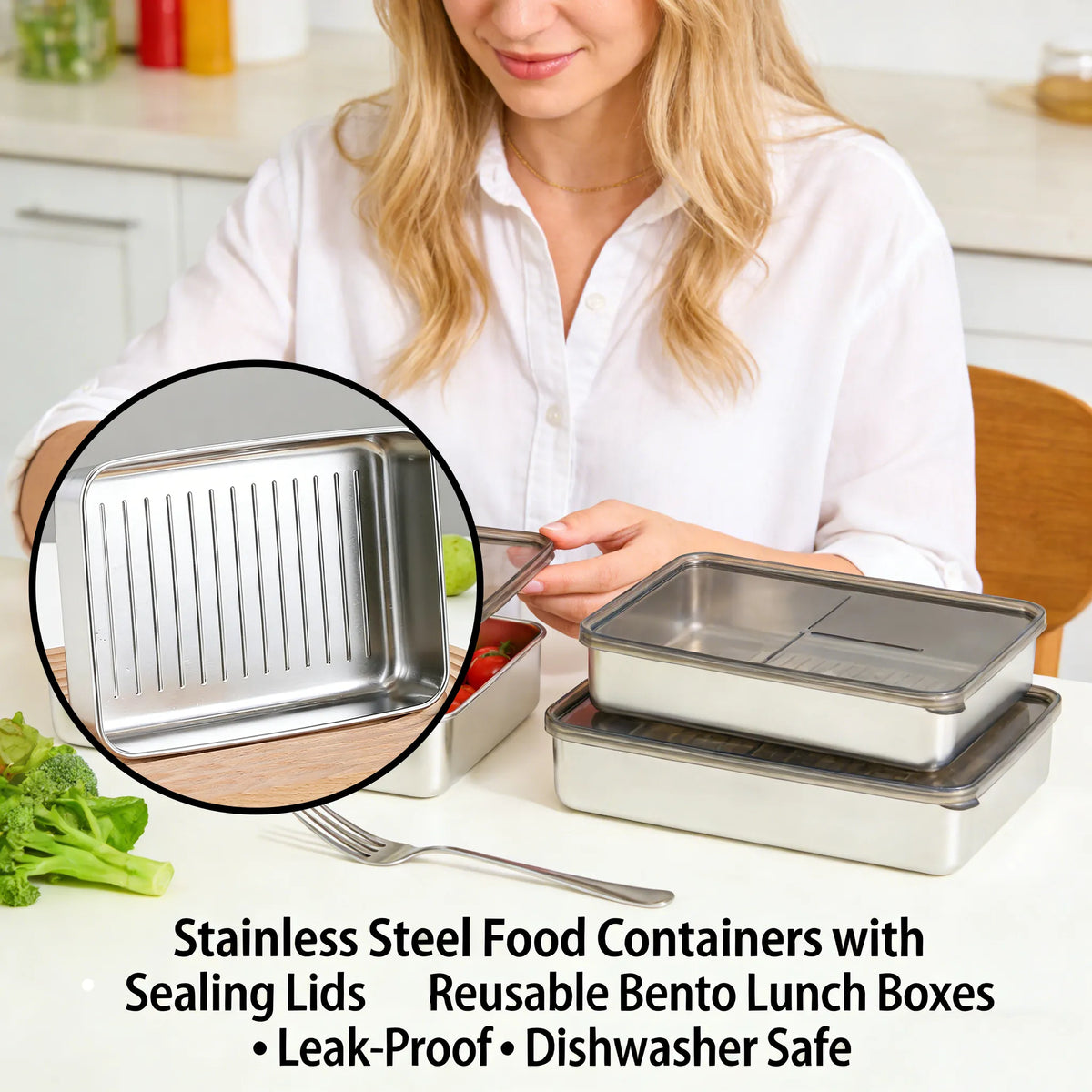 Stainless Steel Food Containers with Sealing Lids🥗