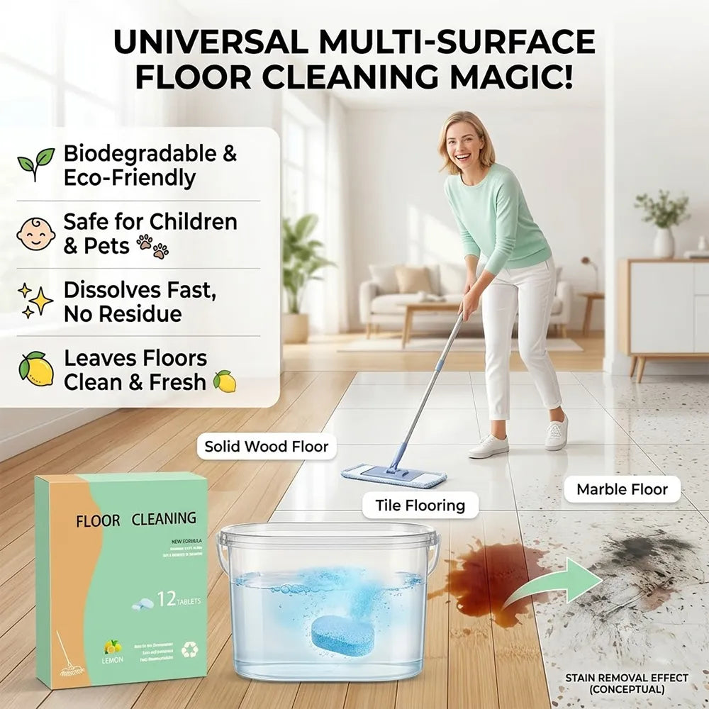 🧼 🍋12-Pack Floor Cleaning Tablets – Deep Clean Your Hard Floors with Ease