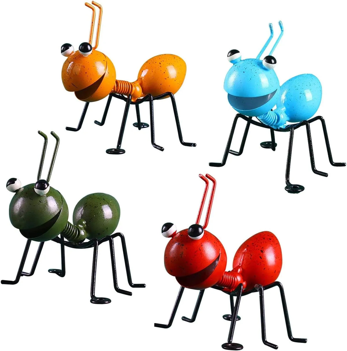Creative Ant Design Garden Decoration - 4 Pcs Metal Ant Statue Set for Lawn, Tree, Pot, and Window Sill