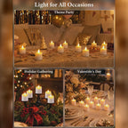 Rechargeable Flameless Candle Set with Charging Base & Remote