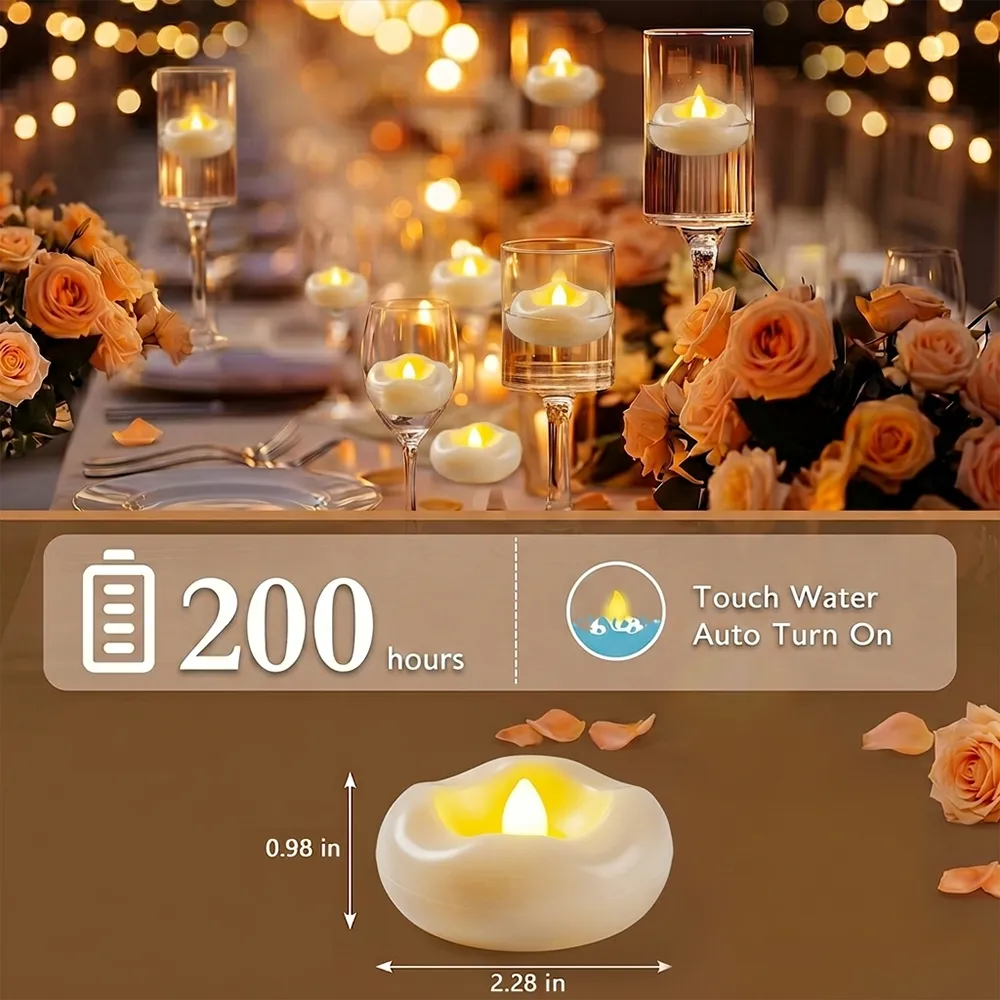 🕯️Water-Activated Flameless Floating LED Candles – Romantic Waterproof Glow for Any Occasion