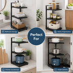 😃3-Tier & 5-Tier Carbon Steel Storage Rack for Pots, Pans, Lids & Cookware