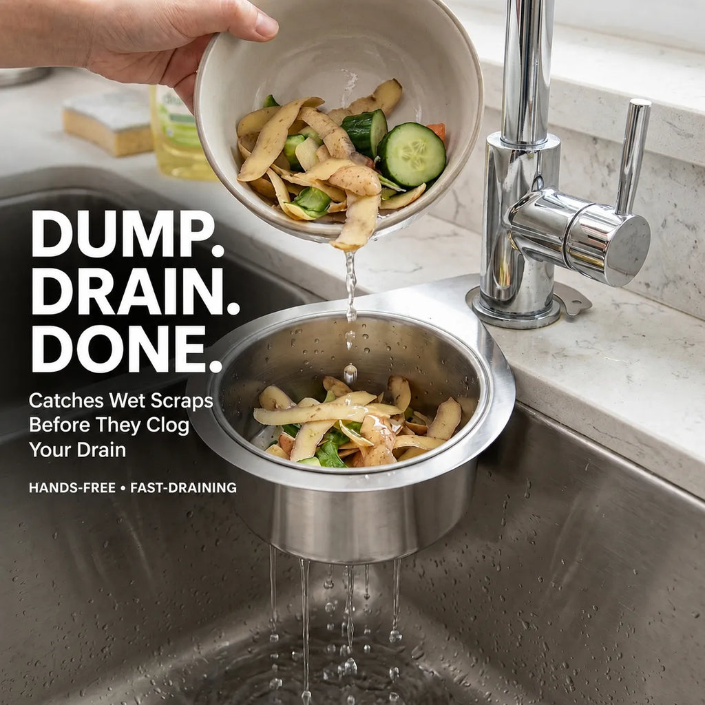 Hands-Free Swan-Hook Sink Strainer