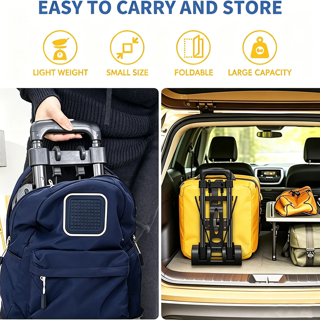 🧳Foldable Hand Cart — Lightweight Portable Trolley with Dual Wheels
