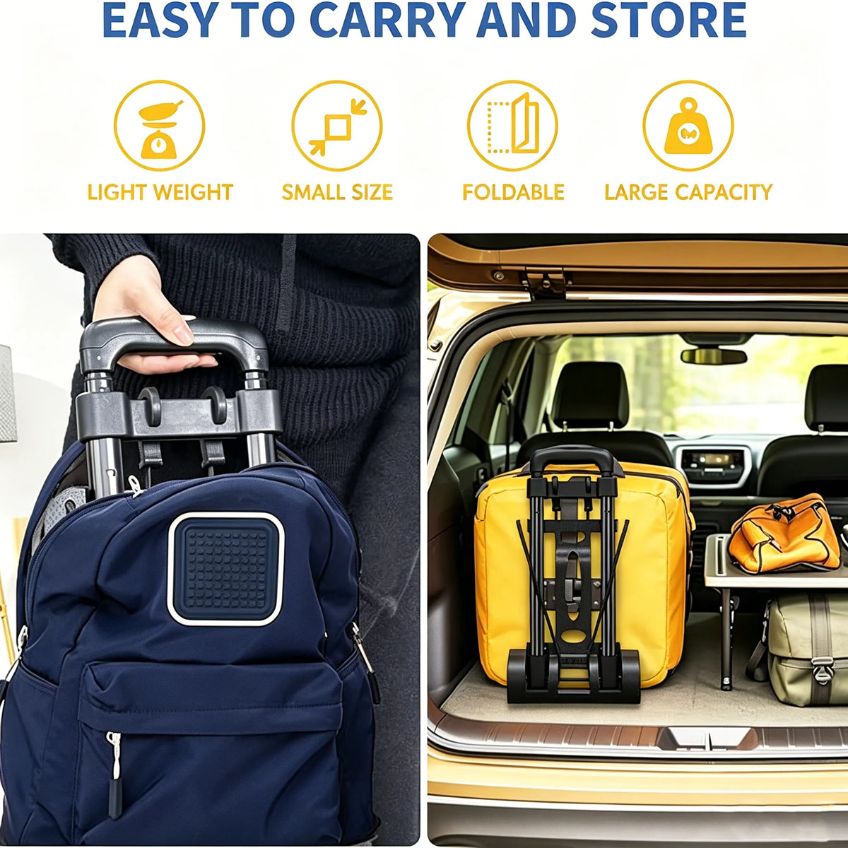 🧳Foldable Hand Cart — Lightweight Portable Trolley with Dual Wheels
