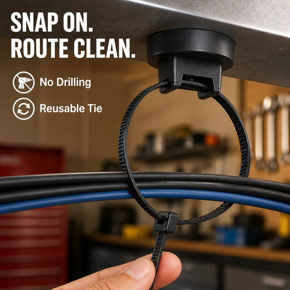 Strong Magnetic Cable Tie Mount Base – No-Drill Cable Organizer