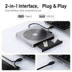 💿 External CD/DVD Drive – USB 3.0 & Type-C Portable Disc Reader/Burner