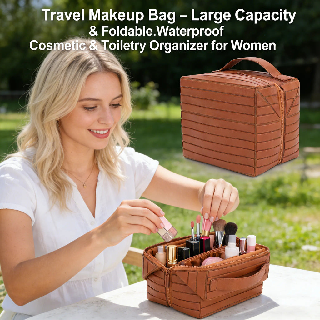 ✈️ Travel Makeup Bag – Large Capacity & Foldable