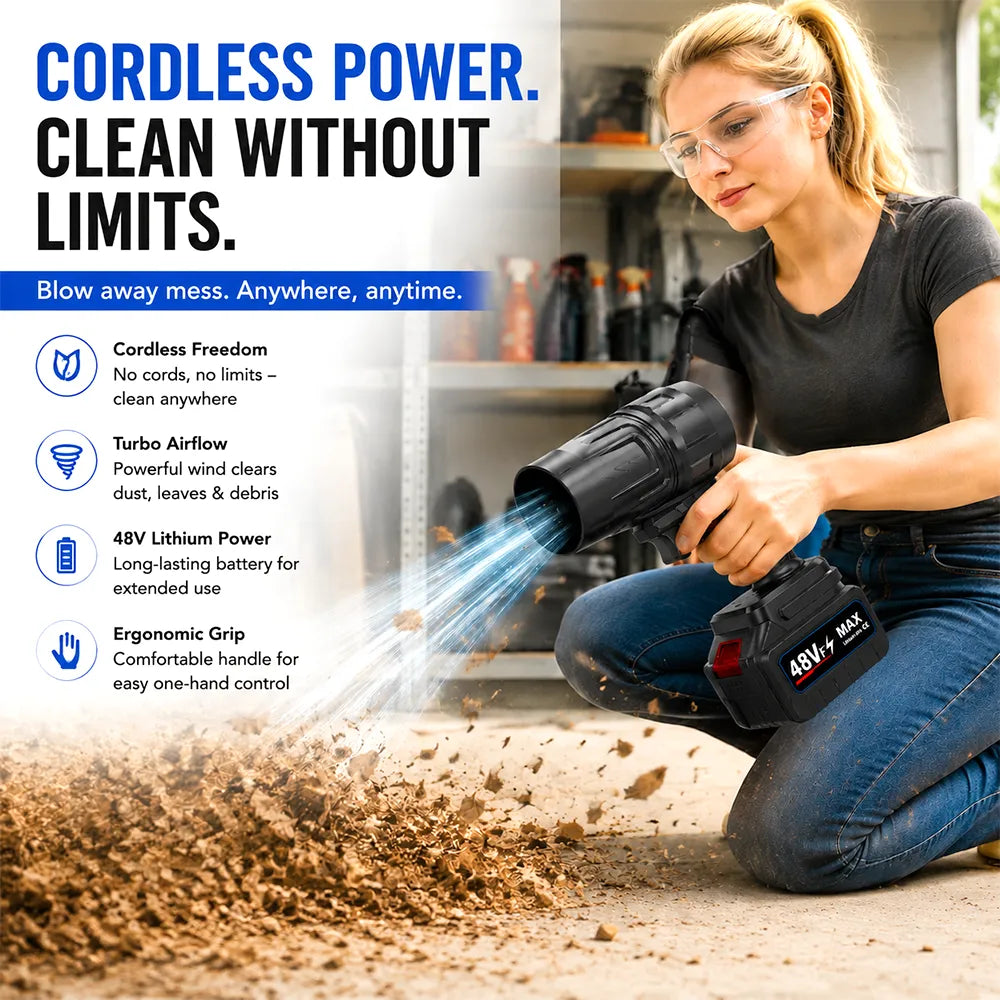 🌪️ Cordless Turbocharged Air Blower – High-Power Outdoor Cleaning Tool