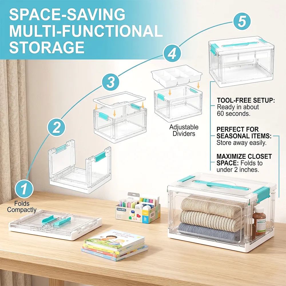 🎨 Transparent Craft Storage Organizer Box with Removable Tray & Dividers
