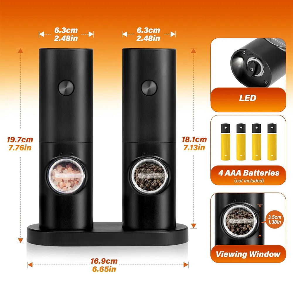 ⚡Electric Salt & Pepper Grinder Set – 2 Pack Automatic Spice Mills  🎈