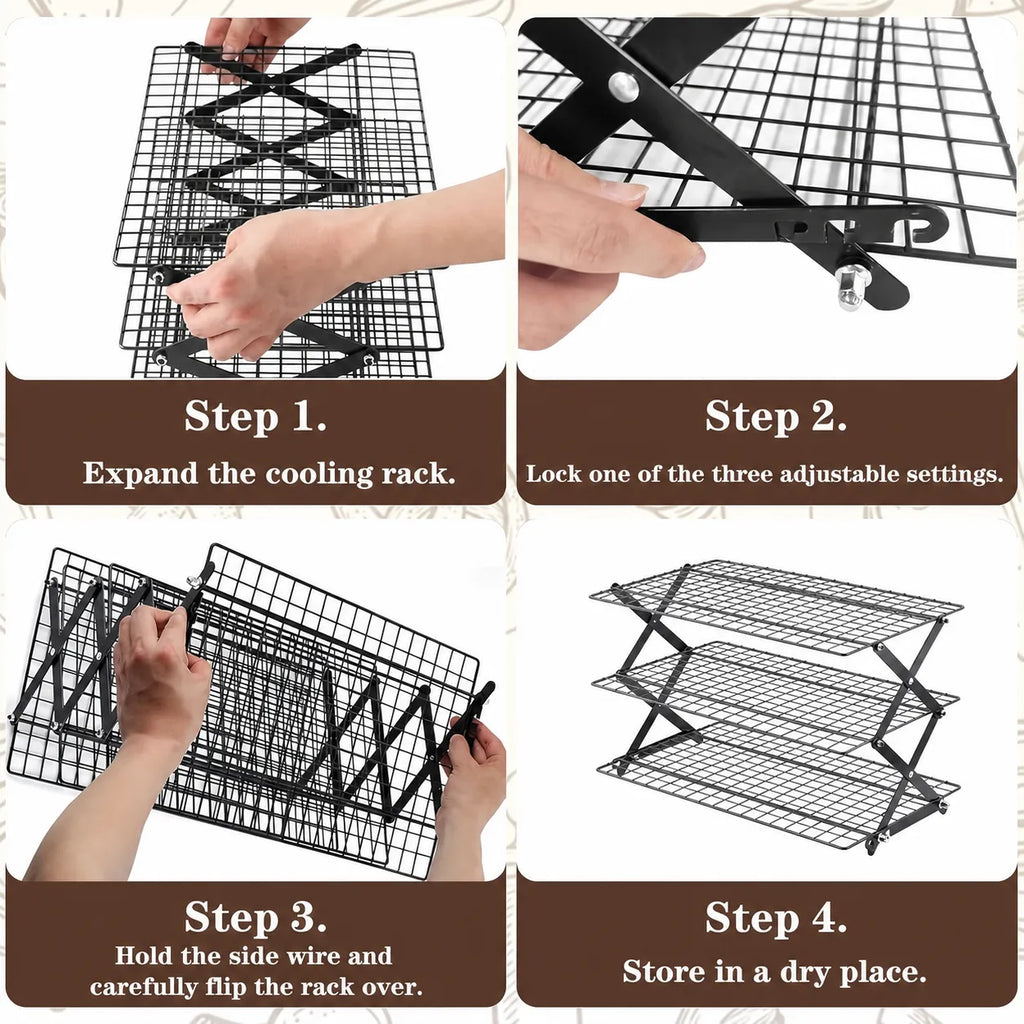 Space-Saving 3-Tier Foldable Cooling Rack