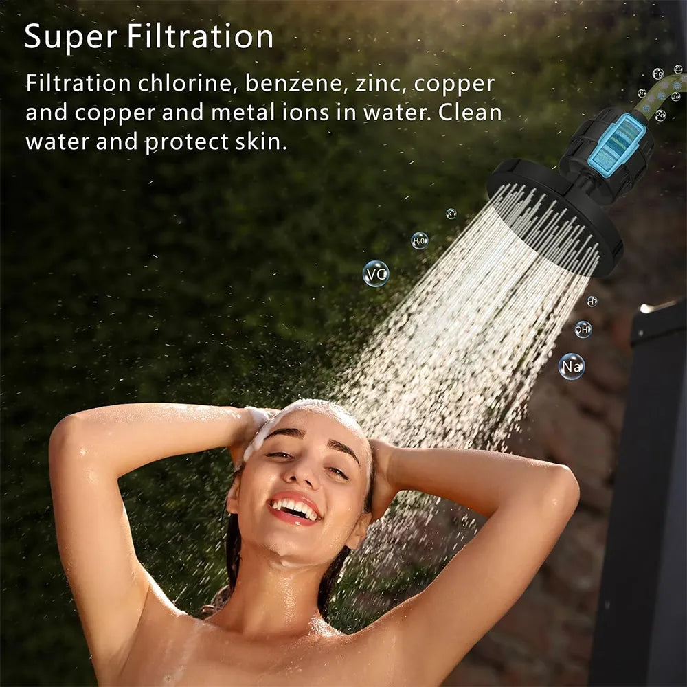 🚿 Premium 6" Rain Shower Filter Head Set