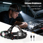 🔦 LED Headlamp – 90° Adjustable Super Bright Headlight