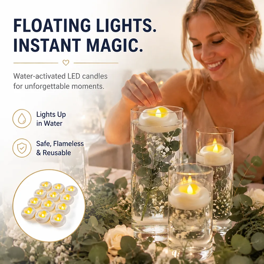 🕯️Water-Activated Flameless Floating LED Candles – Romantic Waterproof Glow for Any Occasion