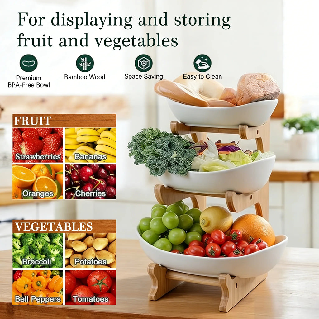 🍓2-Tier / 3-Tier Vertical Fruit Storage Rack (Includes Stand）: Easy Access & More Space for Your Kitchen