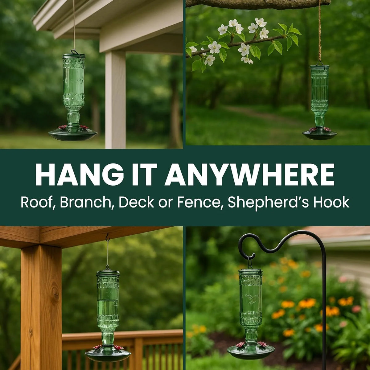 🕊️ Vintage Glass Hummingbird Feeder