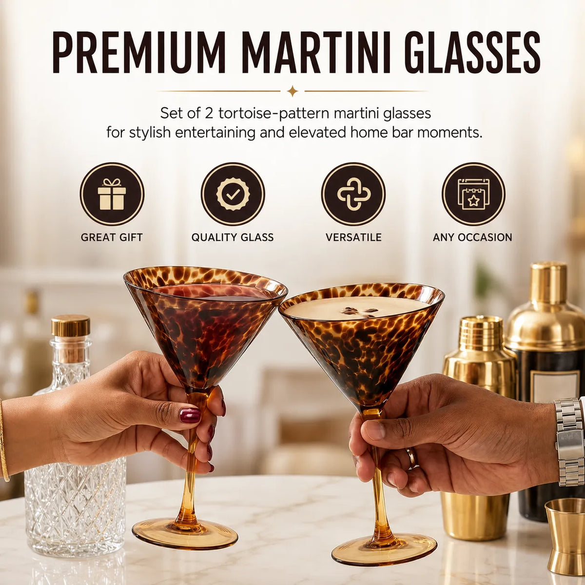 Amber Tortoiseshell Cocktail & Wine Glass