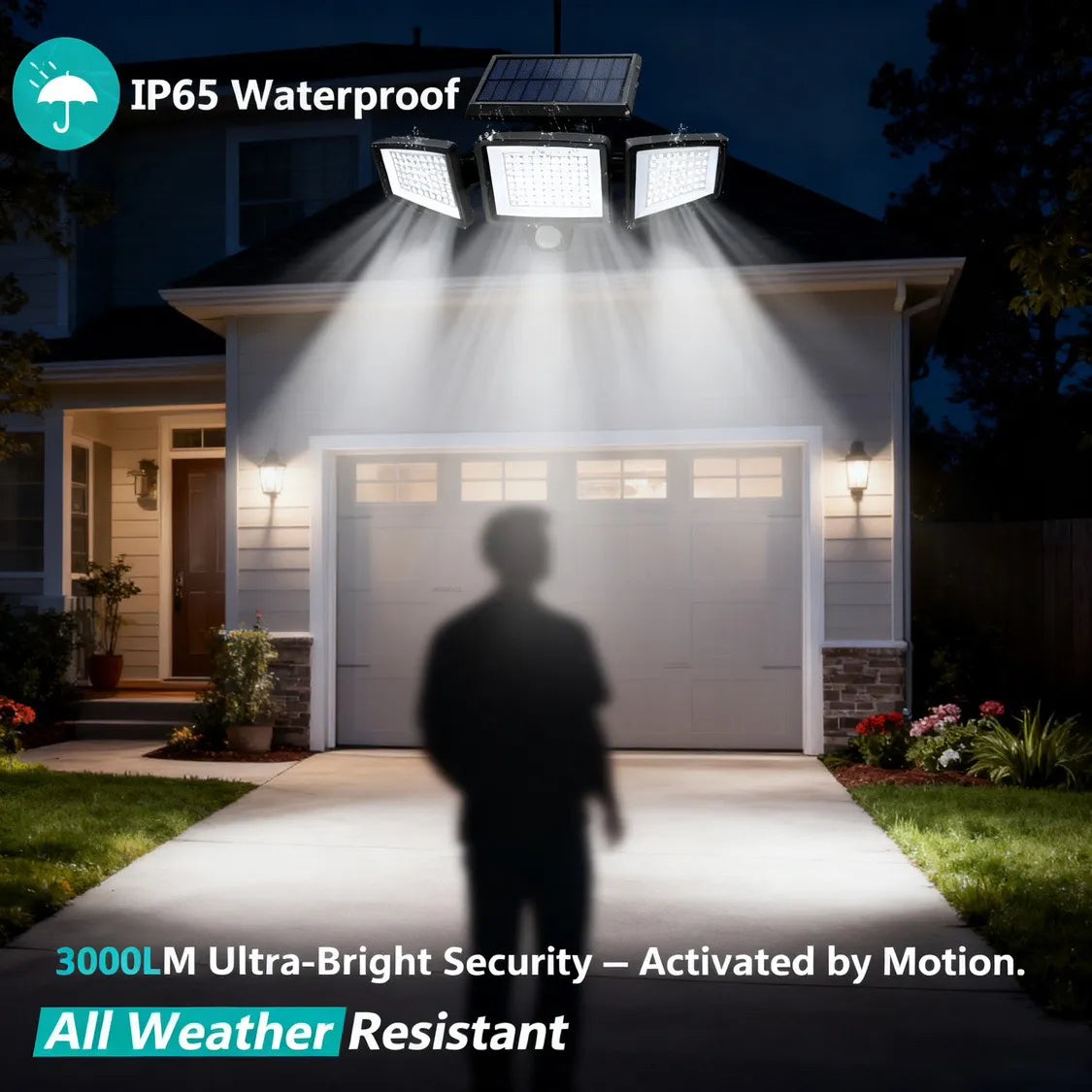 ☀️Motion Sensor Solar Security Light – 3000 Lumens, 210 LEDs, Remote-Controlled, IP65 Waterproof