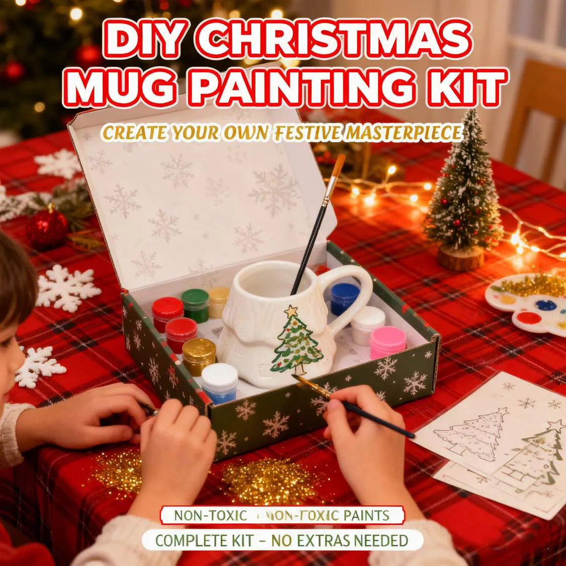🎁 Christmas Mug Painting Kit – Create Your Own Festive Masterpiece!