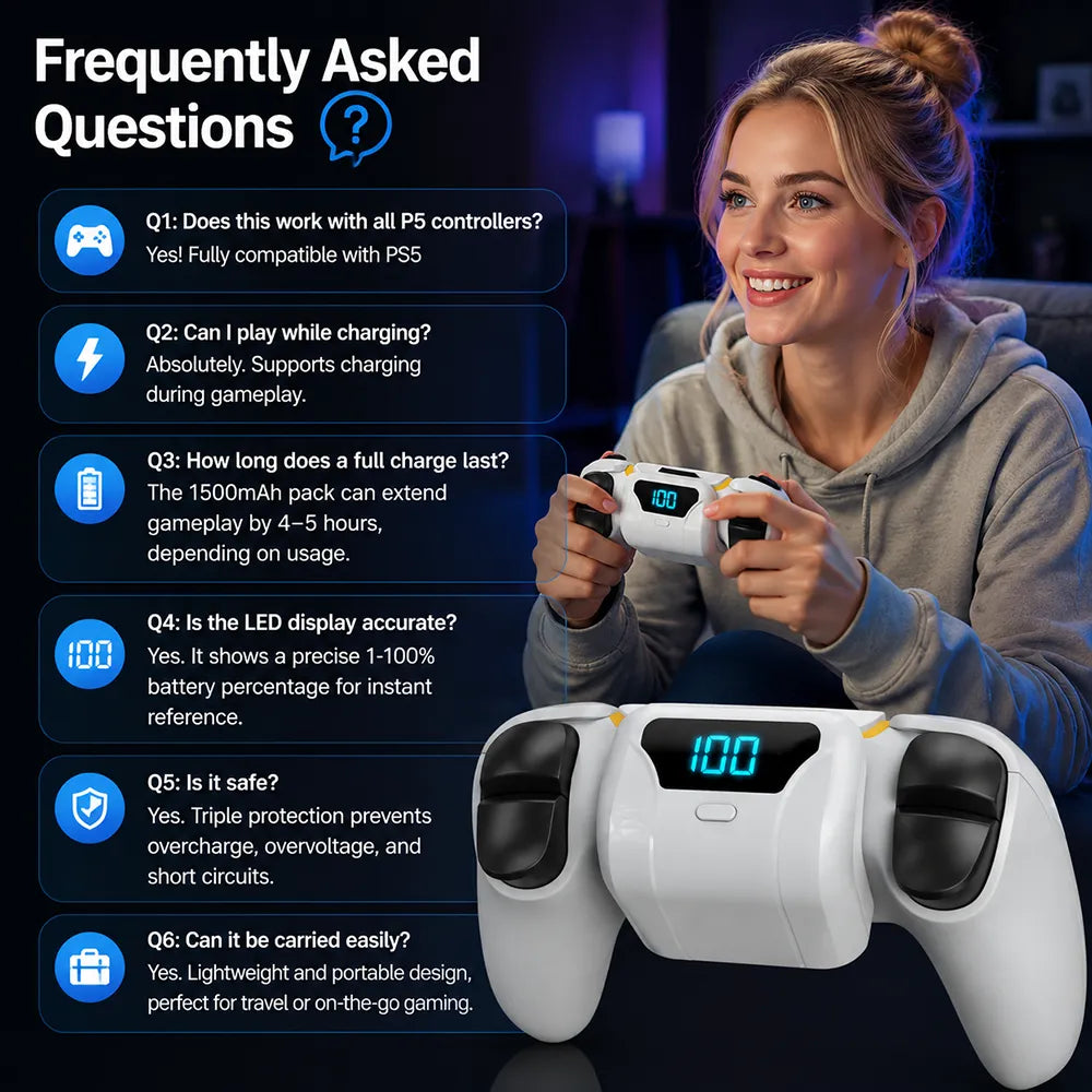 Charger for PS5 Edge Controller – 1500mAh Portable Battery Pack 🎮