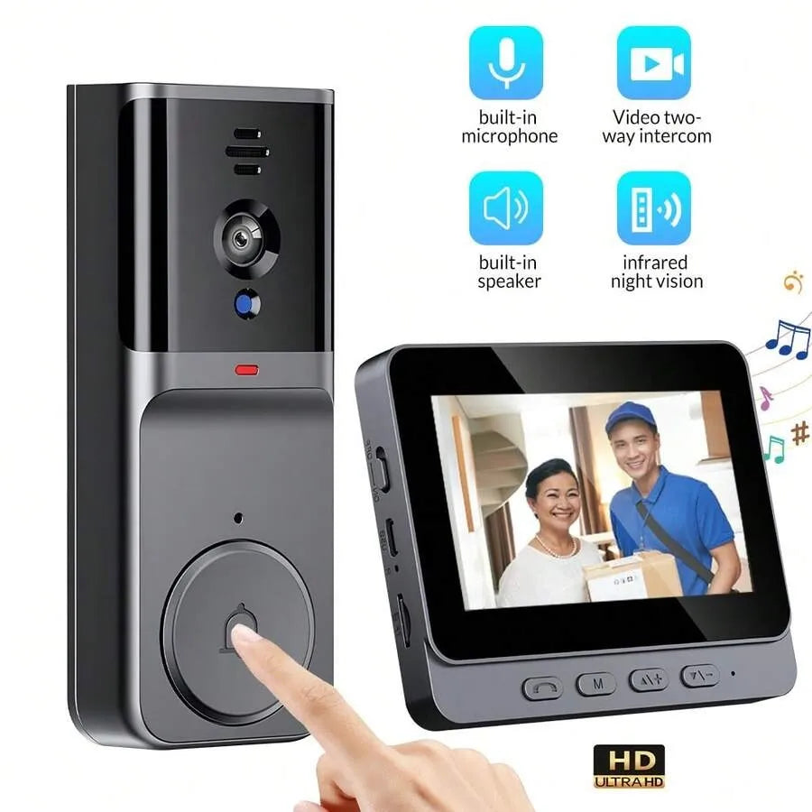 M16S Wireless Video Doorbell Monitor with 4.3-Inch Indoor Screen