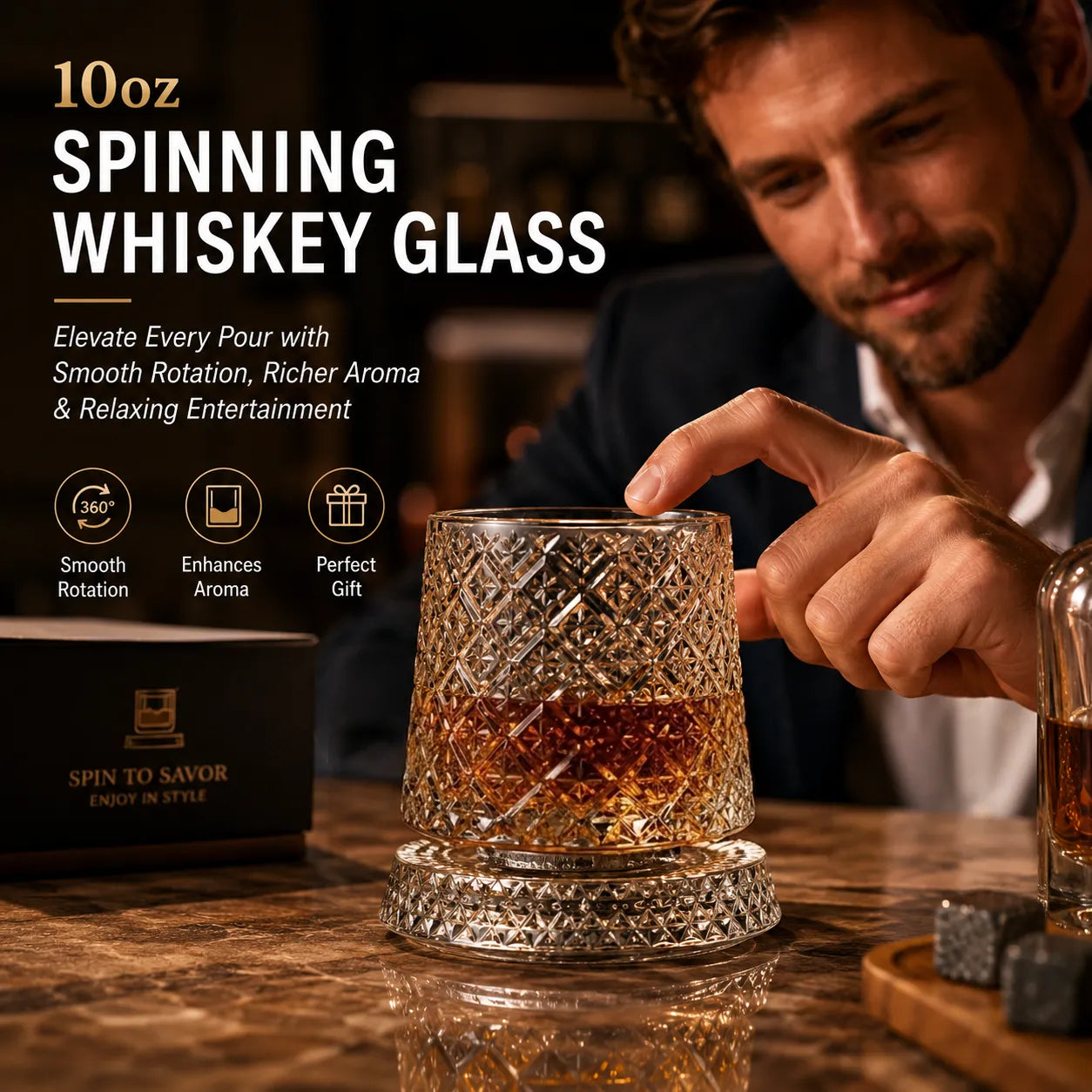 🥃 10oz Spinning Whiskey Glass