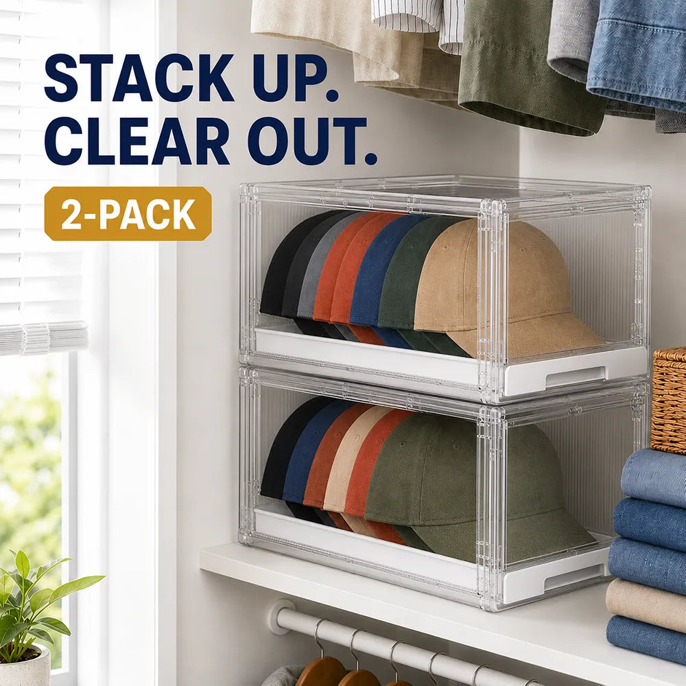 Clear Stackable Baseball Cap Organizer Drawers