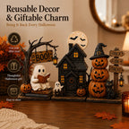 3-Piece Wooden Halloween Tabletop Figurine Set