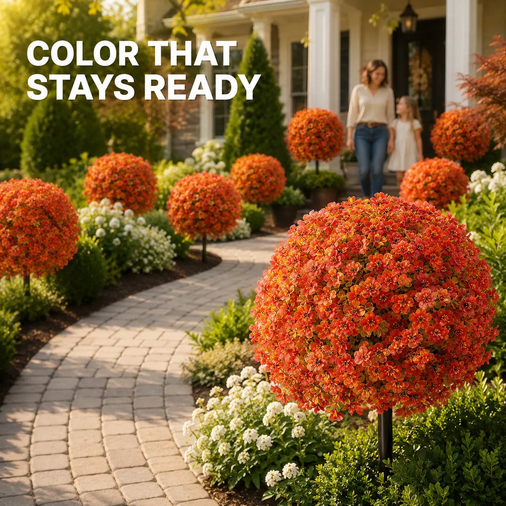 Artificial Flower Topiary Ball with Ground Stake