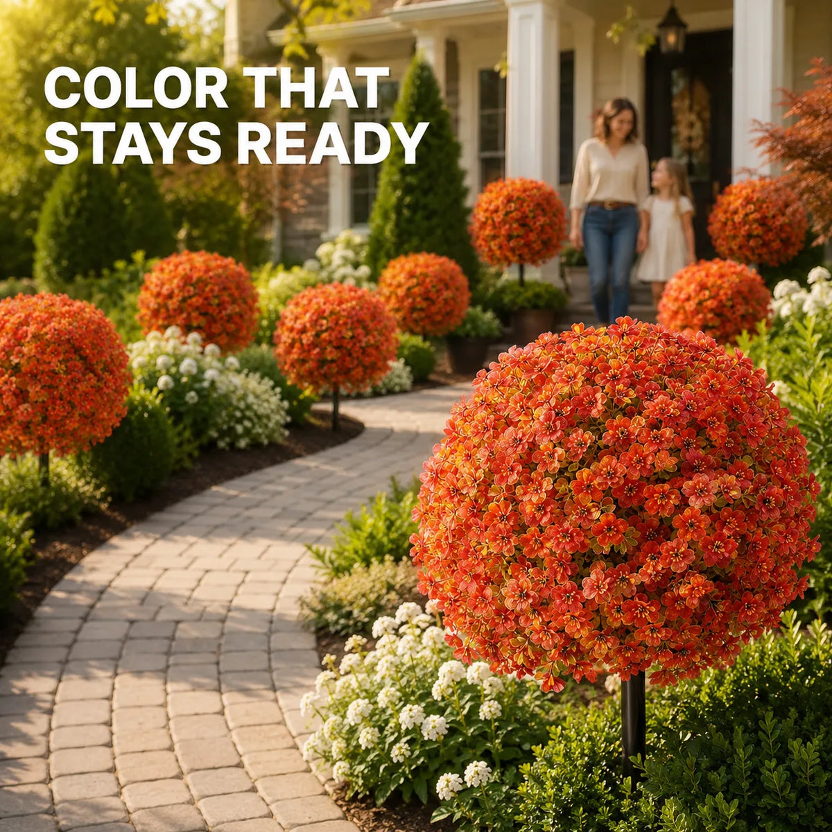 Artificial Flower Topiary Ball with Ground Stake