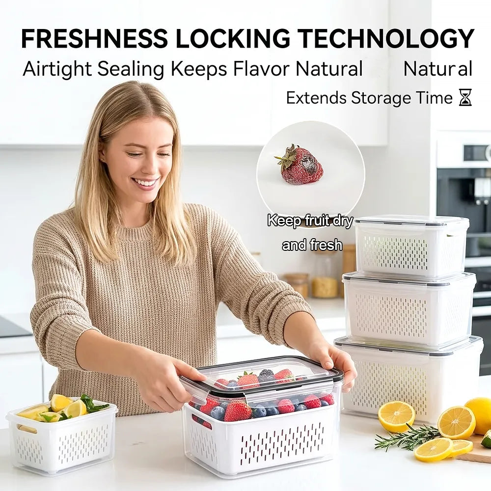🥗 Refrigerator Draining Storage Basket – Fresh Food Organizer Box