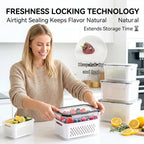 🥗 Refrigerator Draining Storage Basket – Fresh Food Organizer Box