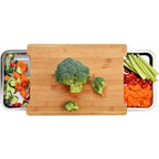 🌿 Organic Bamboo Cutting Board with Sliding Drawers
