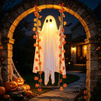 Light-Up Swinging Ghost with Maple Leaves & Remote-Controlled LED