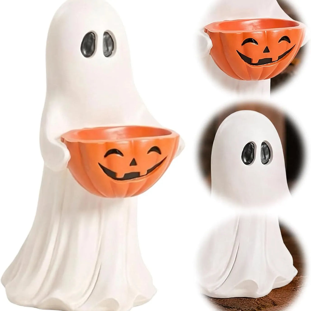 Spooky Welcome Ghost Pumpkin Treat & Planter Bowl