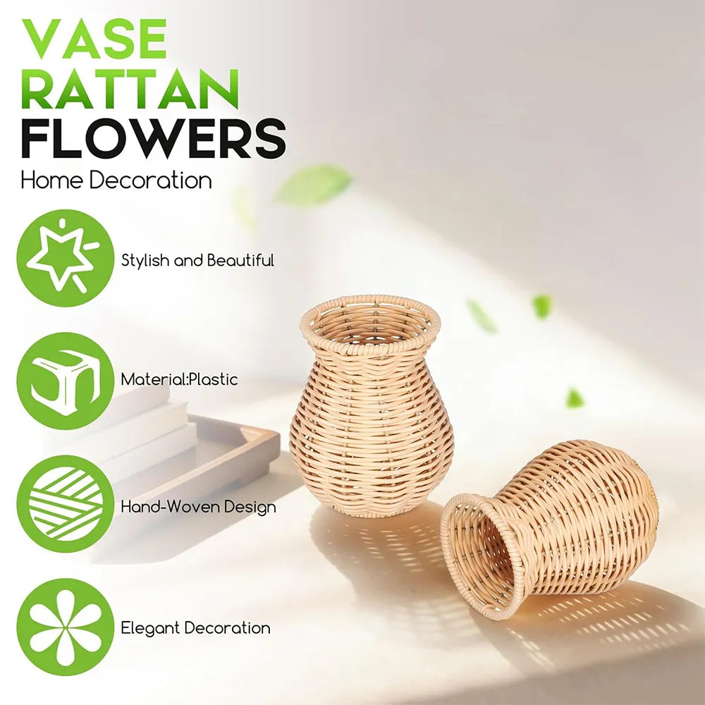 🌾Elegant Wicker Style Decorative Vase – Rustic Flower Display for Modern Home Décor
