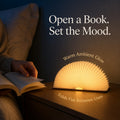 Open-to-Glow Walnut Folding Book Light