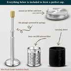 Premium Coffee and Tea Maker - Press the Plunger to Brew Anywhere - 304 Stainless Steel