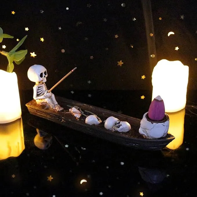 🎃 Skull Boat Backflow Incense Burner – Spooky Serenity Meets Home Decor 🎃