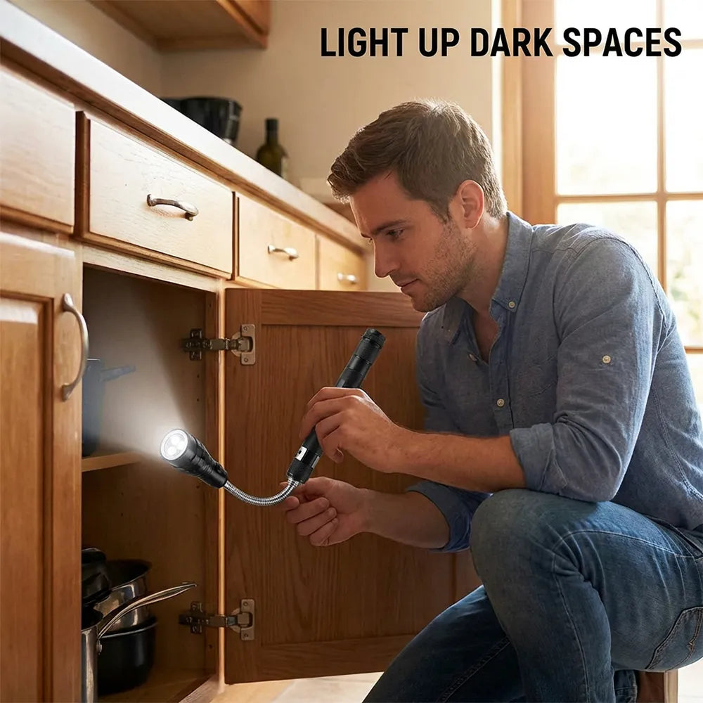 Flexible Telescopic LED Flashlight with Magnetic Tip 🔦