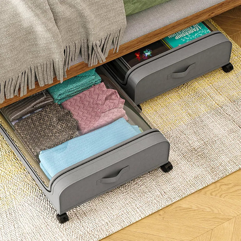 🛏️ Under Bed Storage with Wheels – Large Capacity Organizer Drawer