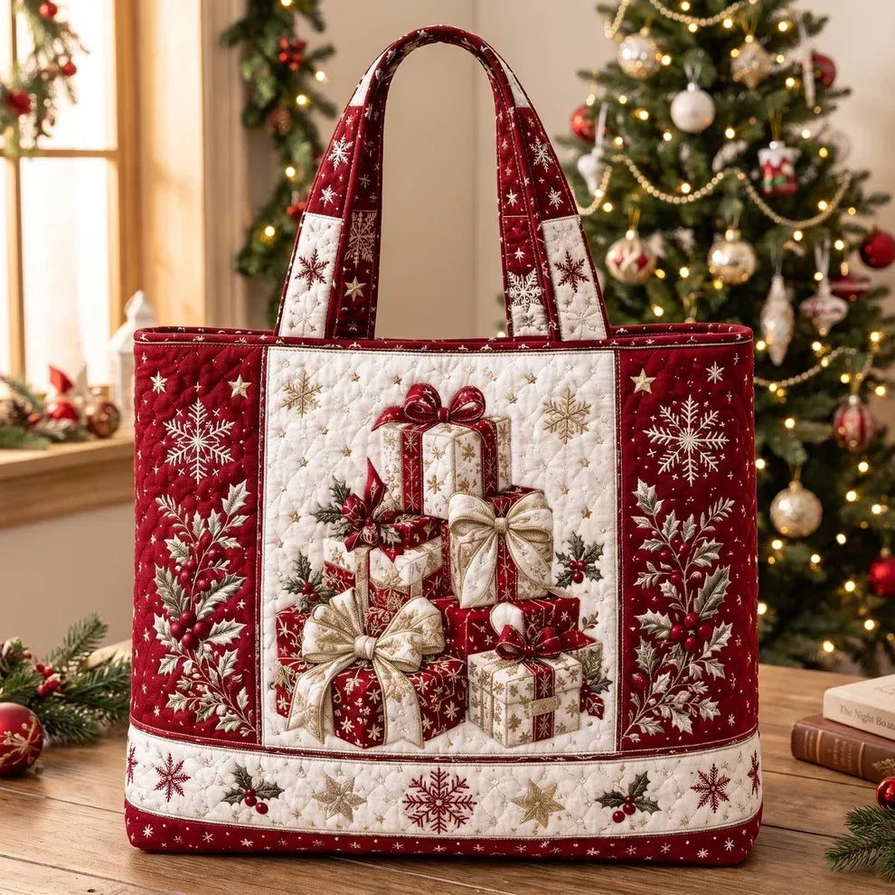 Quilted Christmas Tote Bag