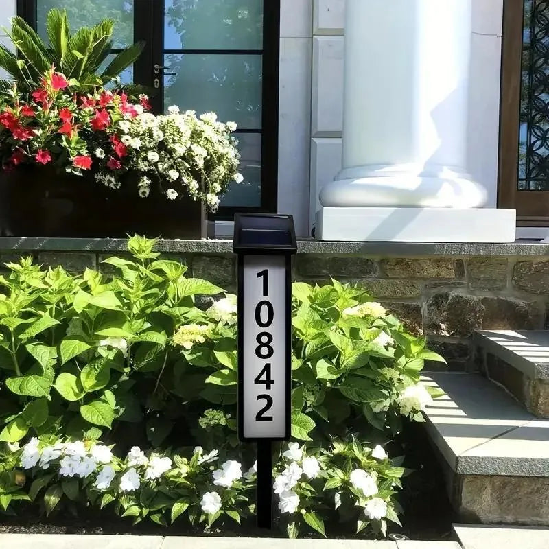 Solar Address Sign Lighted House Number with 2 Light Modes